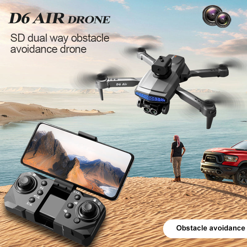 D6 Air Drone For Beginners 540 Degree  Intelligent Obstacle Avoidance Dual HD Cameras With Beauty Filter Easy Control Foldable Drone For Indoor Outdoor Flight