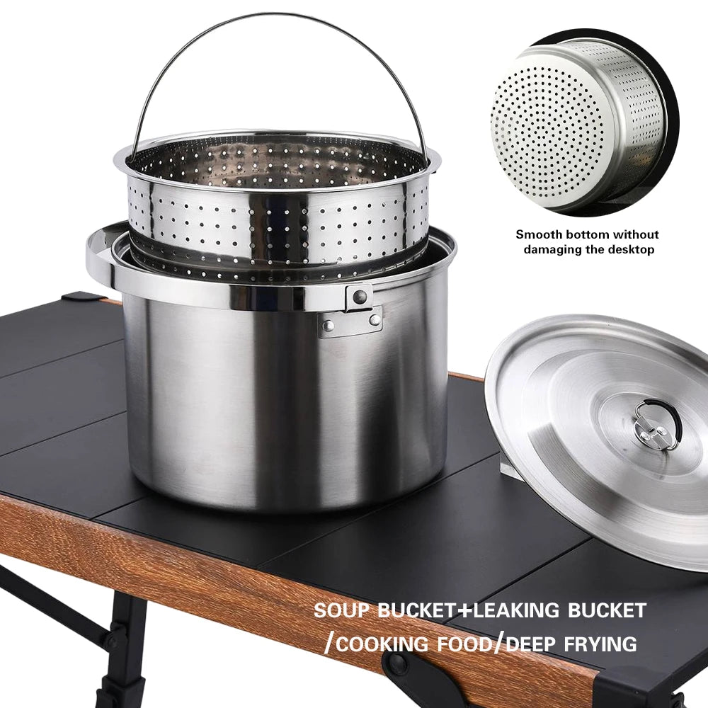Pandatour Camping Cookware Set Kettle Set Pot Tableware Kit Travel Kitchen Utensils Hiking Picnic Pot Bowl stainless steel Pan
