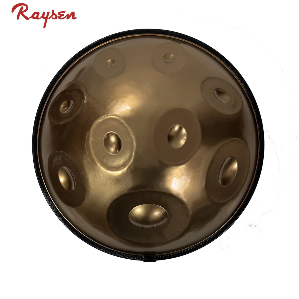 Raysen HP-B9D 9-Note Handpan Drum | 53cm, D Kurd Scale, Stainless Steel, Handmade & Hand-Tuned