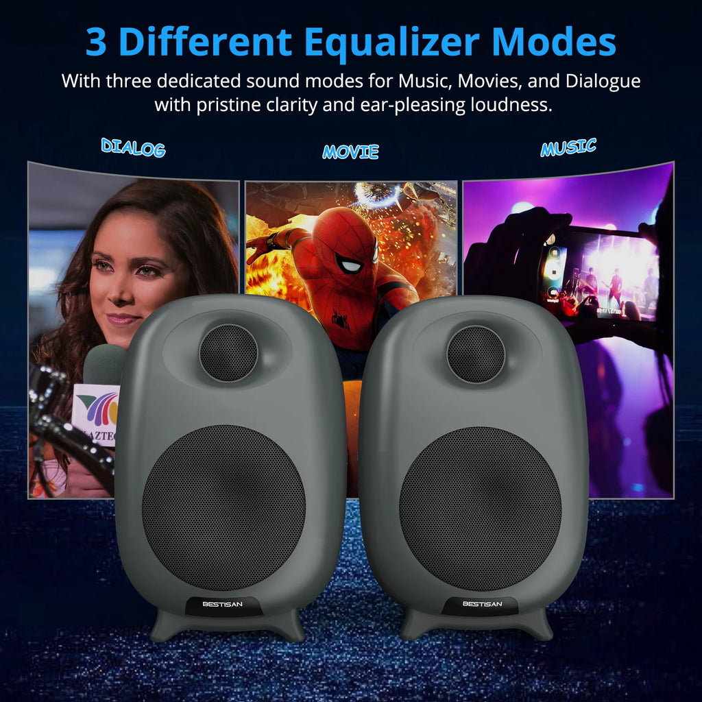 SR06 3" Active HiFi Bookshelf Speakers | 100W, 35Hz–22kHz, RGB LED, Remote Control