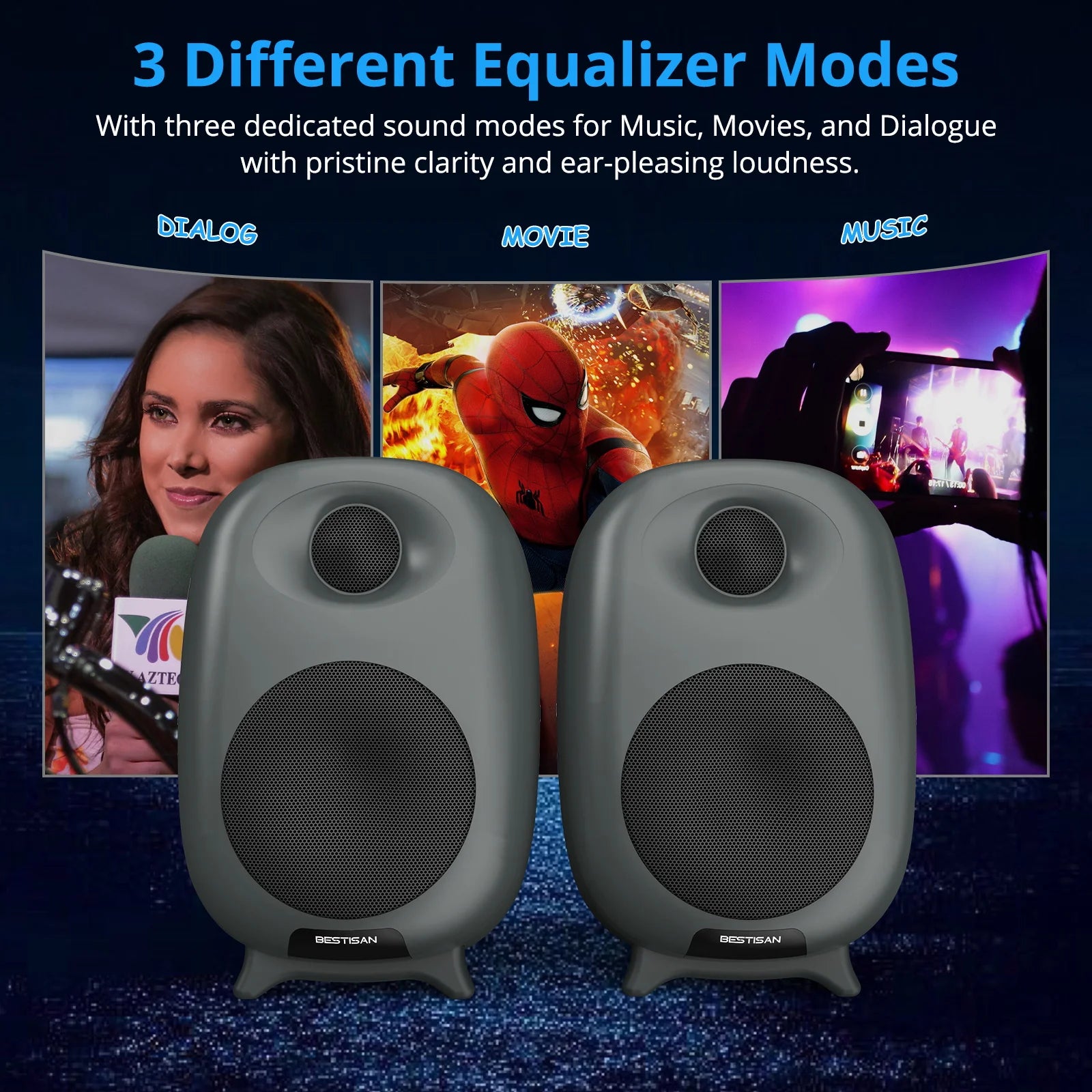 SR06 3" Active HiFi Bookshelf Speakers | 100W, 35Hz–22kHz, RGB LED, Remote Control