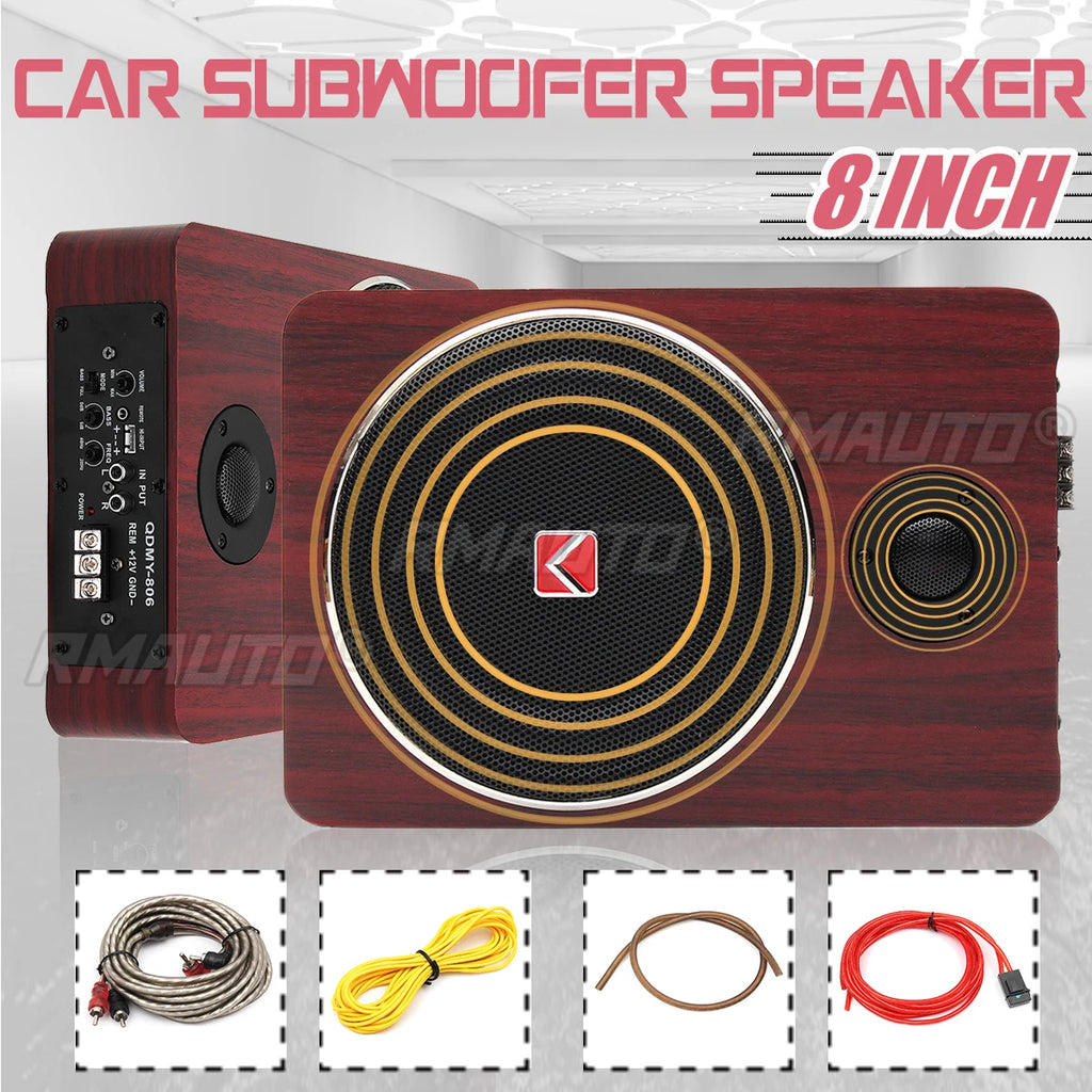 8 Inch 600W  Car Subwoofers Speaker12V Auto Active Power Audio Stereo Brass Subwoofer Amplifier Speakers