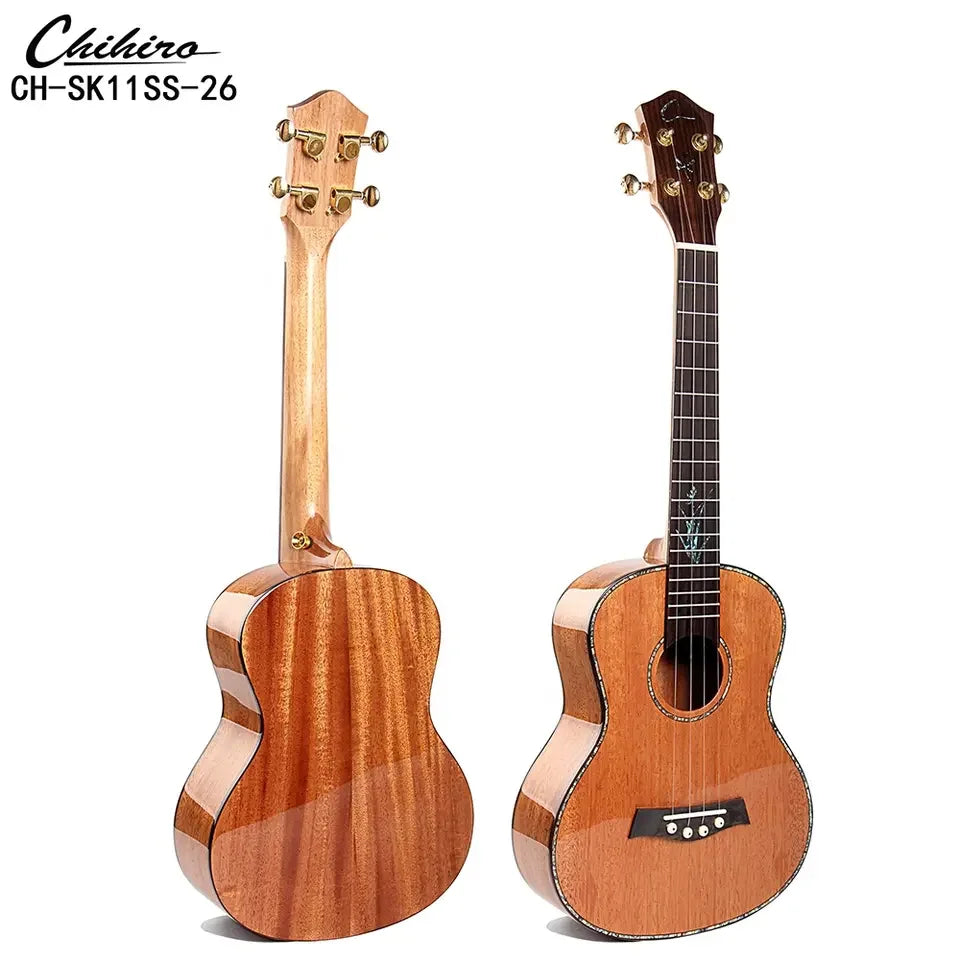 2023 Newest Professional String Instrument Guitar 24" Concert Solid Top KOA Body Acacia Mahogany Glossy Ukulele with Accessories