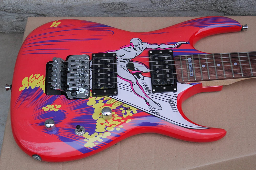 Flyoung Stringed Instrument Red Electric Guitar Floyd Rose Bridge Custom Made