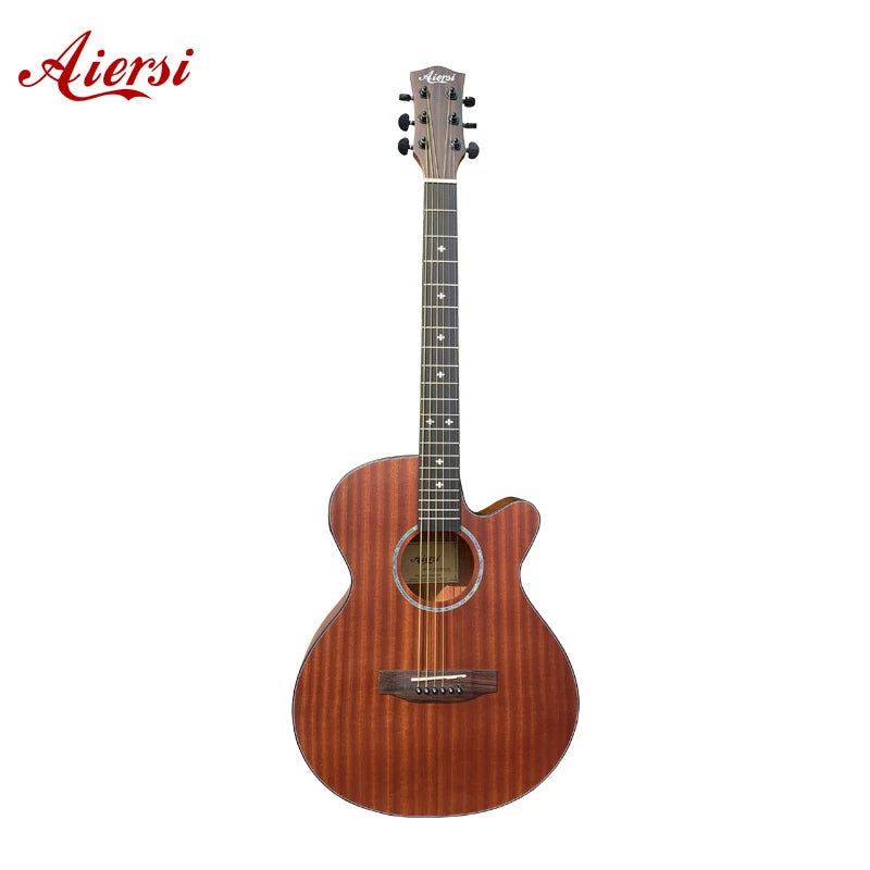 Custom Made Aiersi Brand Hot Sale Sapele Wood Body Cutaway Acoustic Guitar