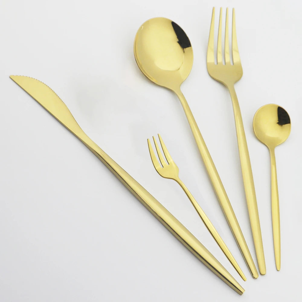 Silverware Mint Green Silver 5pcs/set Dinnerware Cutlery Knife Cake Fork Coffee Tea Spoon Stainless Steel Flatware Tableware Set