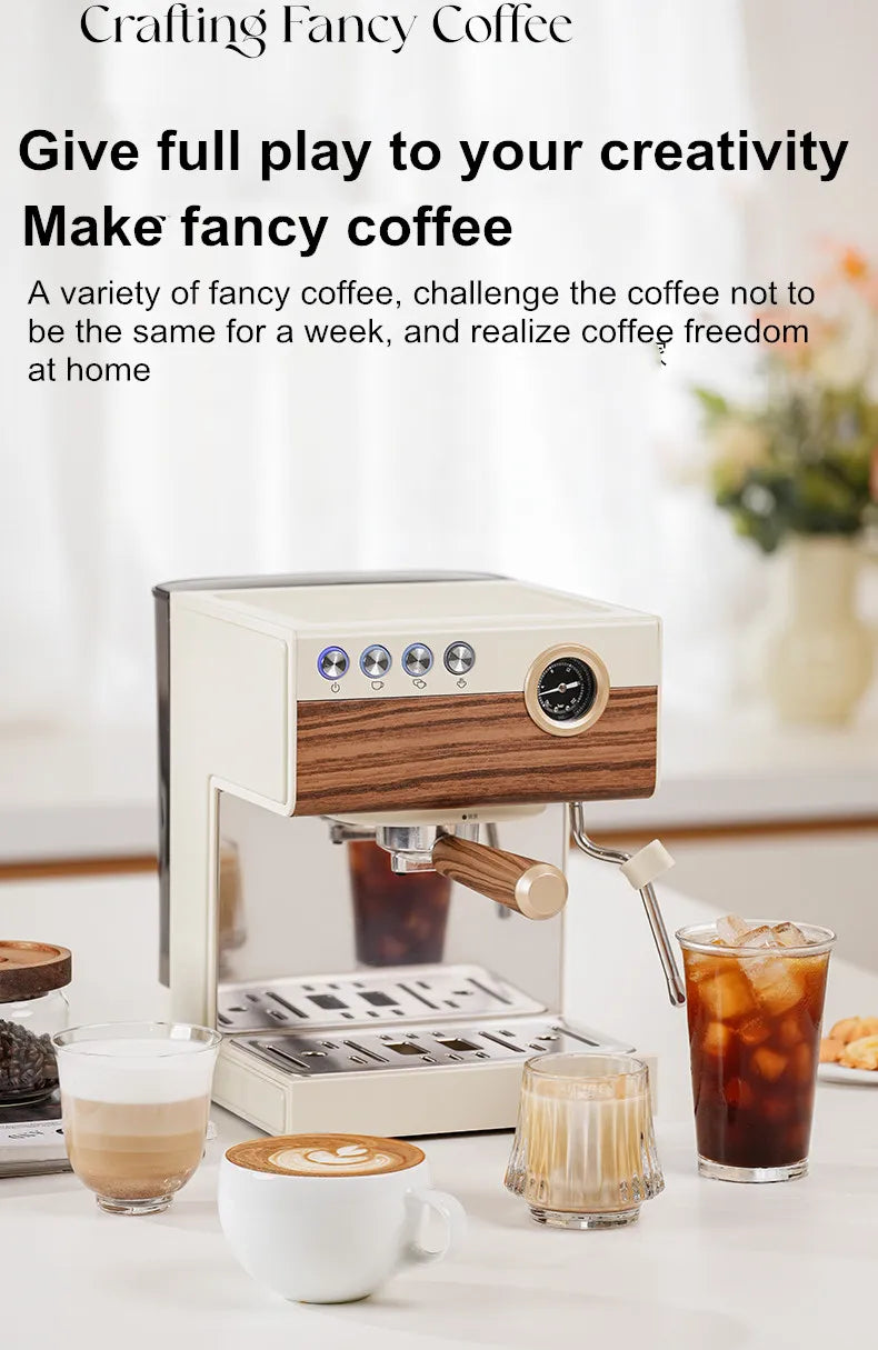 Coffee Maker Stainless Steel Italian Household Small Semi-Automatic Coffee Machine Steam Milk Bubble Concentration Office Steam