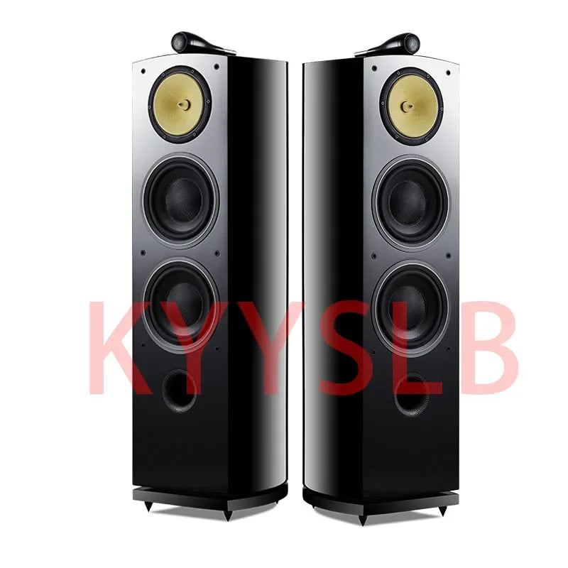 KYYSLB Double 8-inch HiFi Three-way Floor Wooden Home Theater Speaker High-end Passive Audio Speakers