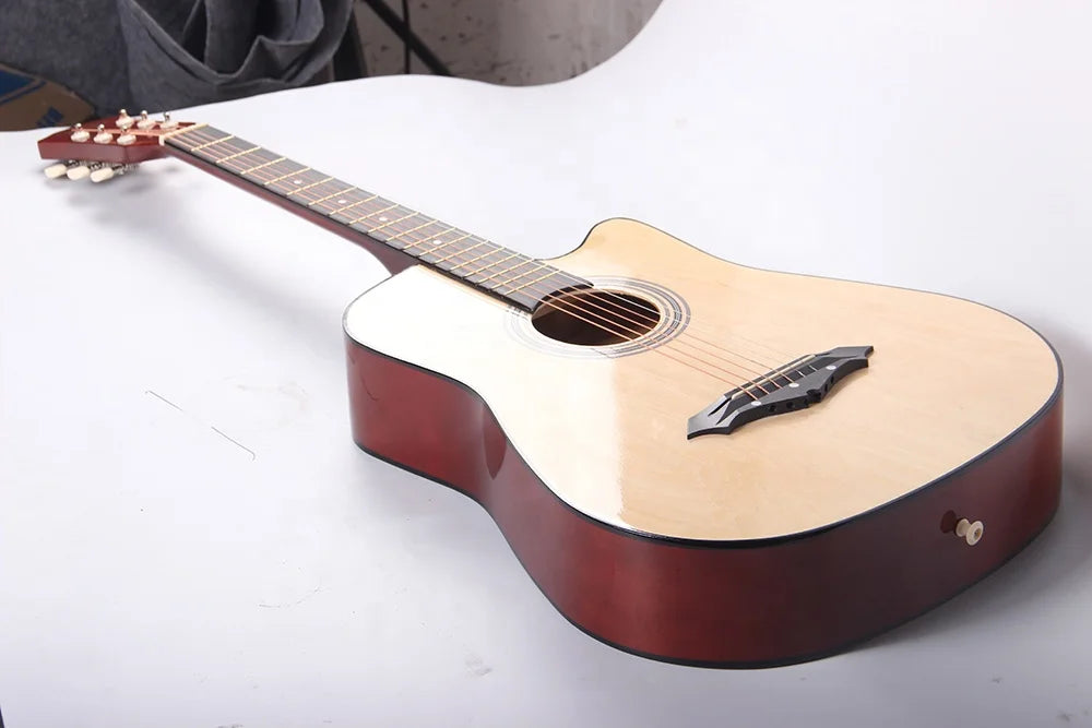 Best Price Professional Beginner Practice Wholesale 38 Inch Cutaway Basswood Body Acoustic Guitar for Sale