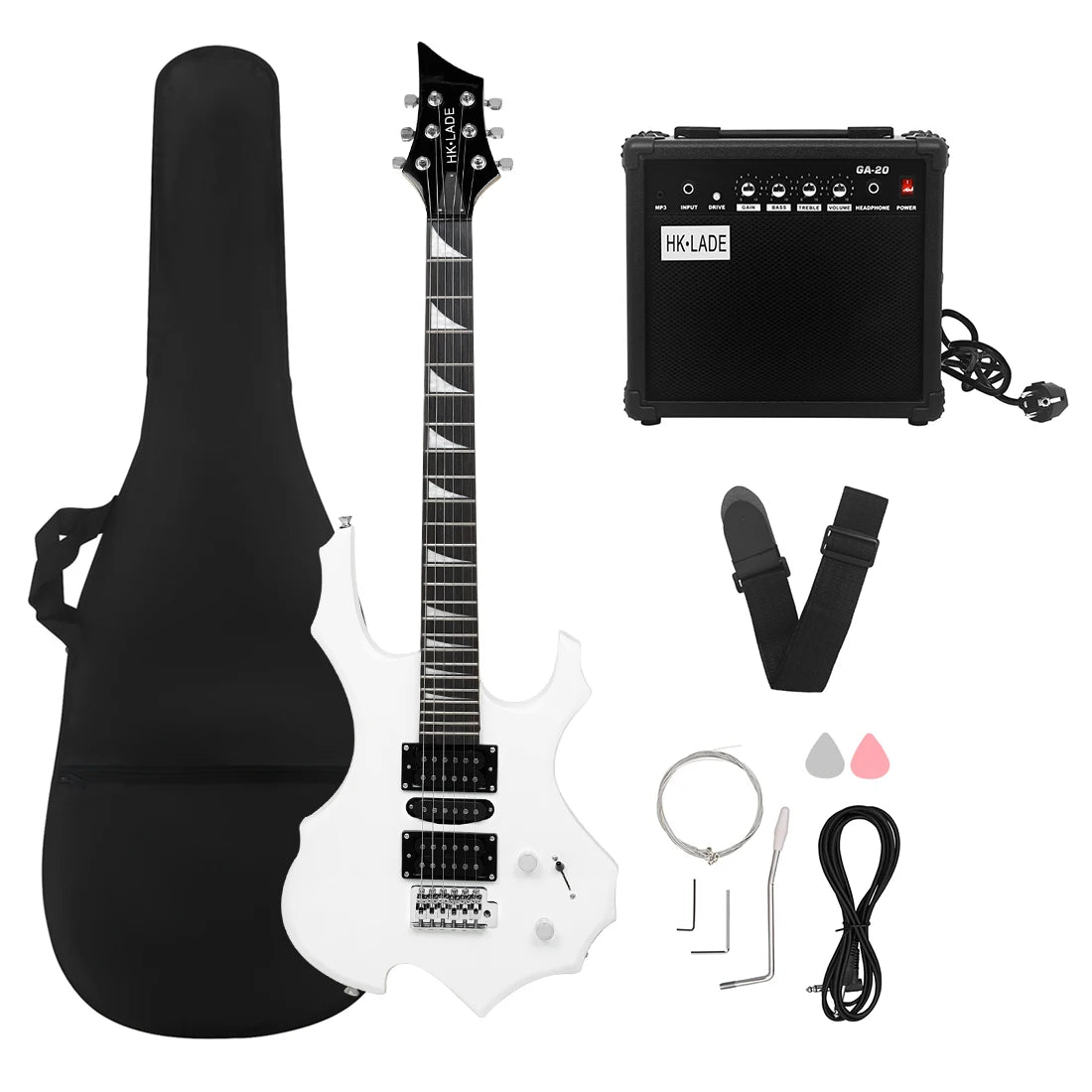 HK LADE SLADE Factory OEM ODM Wholesale Flame Personality 24 Pins Guitar Plucked Electric Guitar With Amplifier