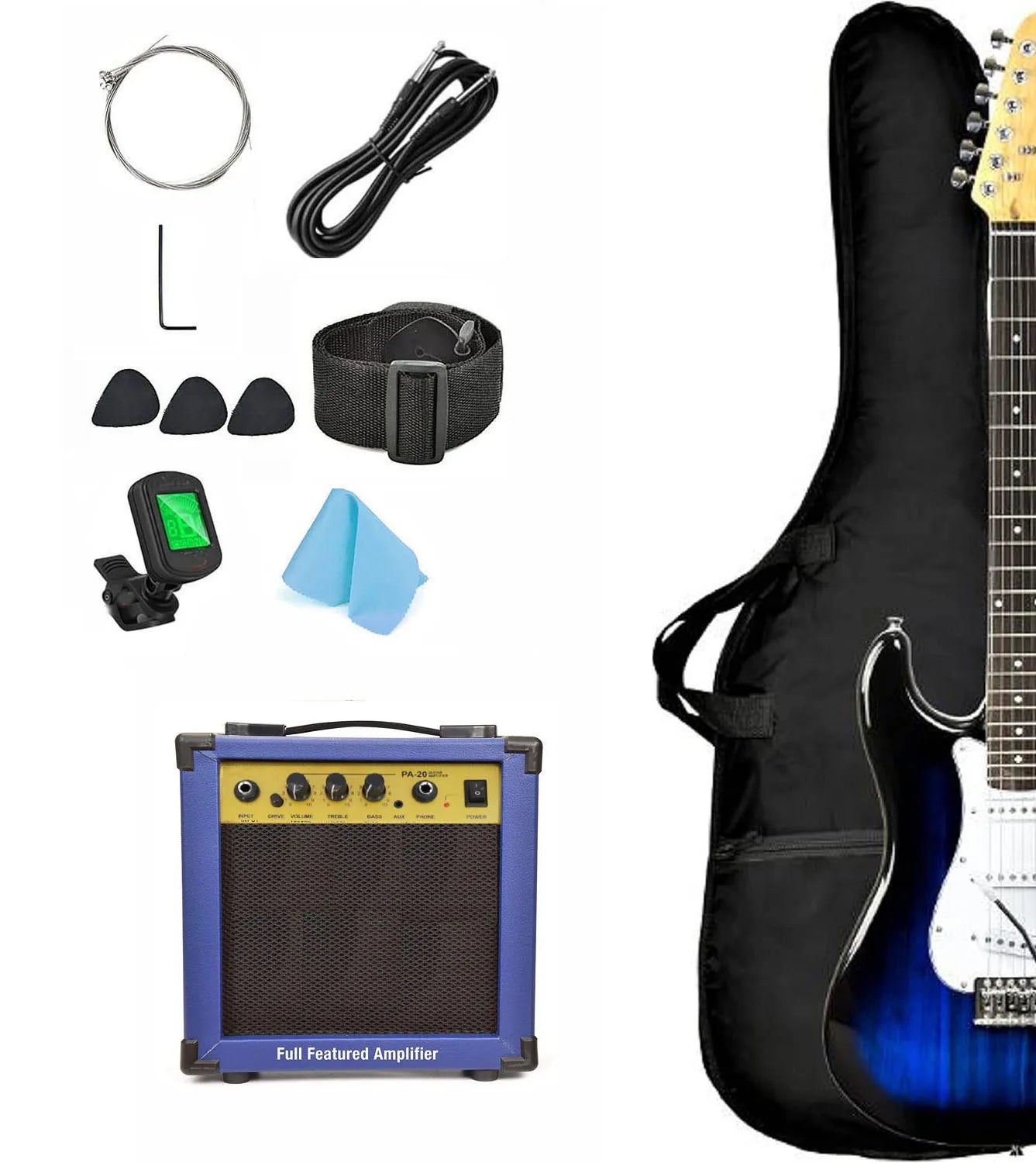 FCC Certified Electric Guitar with 10 Watt Amplifier Complete Kit-Beginner-Friendly Musical Instrument Includes Tuner Bag