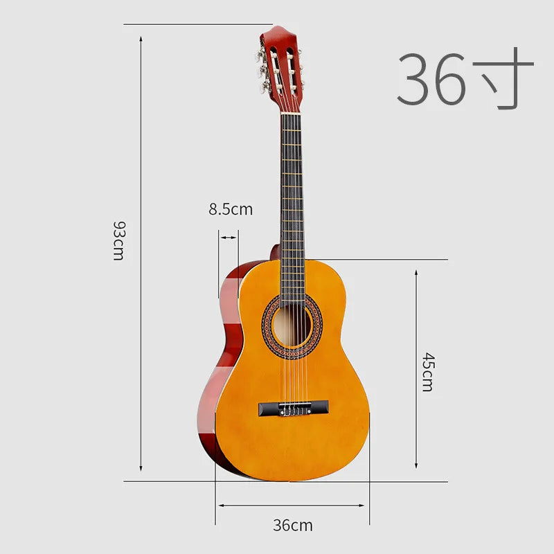 36 Inch Classical Acoustic Guitar Beginner Adult Maple Neck Matte Finish Rounded Jita Instrument
