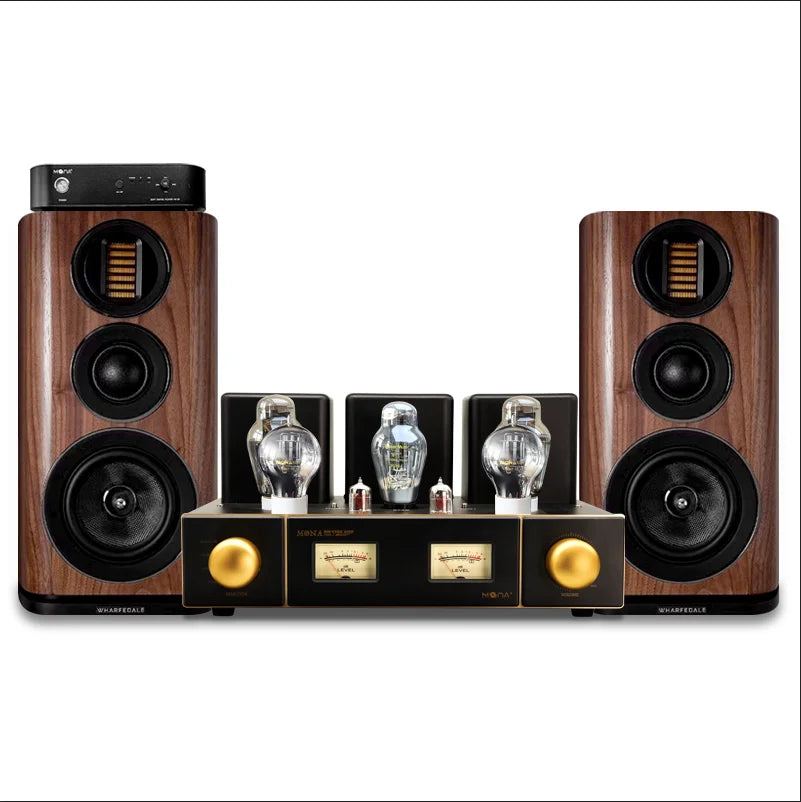 MONA 300B Vintage Tube Amplifier — Class A Stereo HiFi Amp | 274B Rectifier, 6SN7 & ECC83, Retro VU Meter