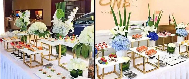 Wedding Buffet Cake Sweet Food Bread Cake Flower Dessert Holder Dessert Table Cake Stand Buffet Banquet Tea Break Metal Holder