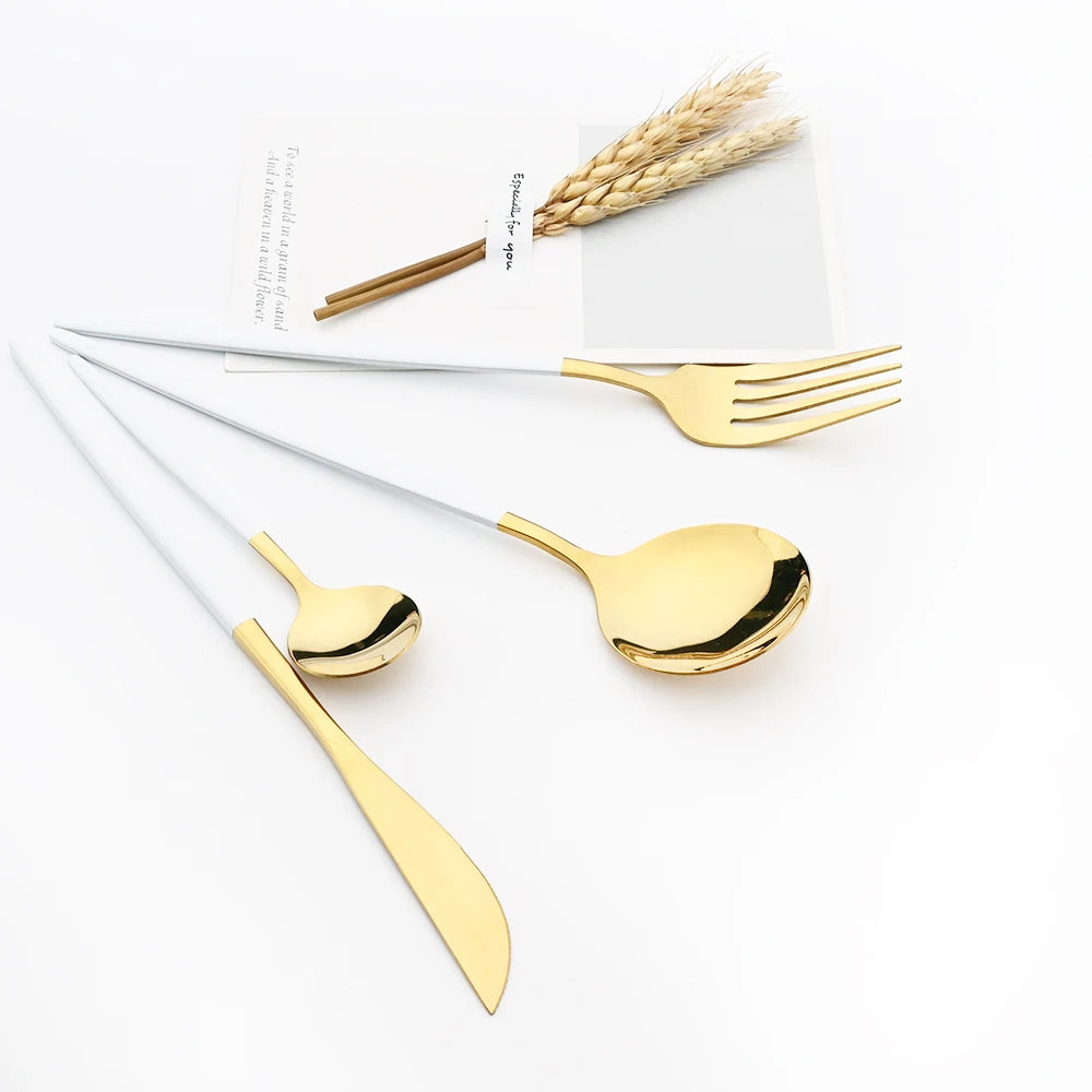 Silverware Mint Green Silver 5pcs/set Dinnerware Cutlery Knife Cake Fork Coffee Tea Spoon Stainless Steel Flatware Tableware Set