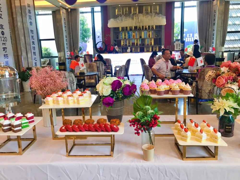 Wedding Buffet Cake Sweet Food Bread Cake Flower Dessert Holder Dessert Table Cake Stand Buffet Banquet Tea Break Metal Holder