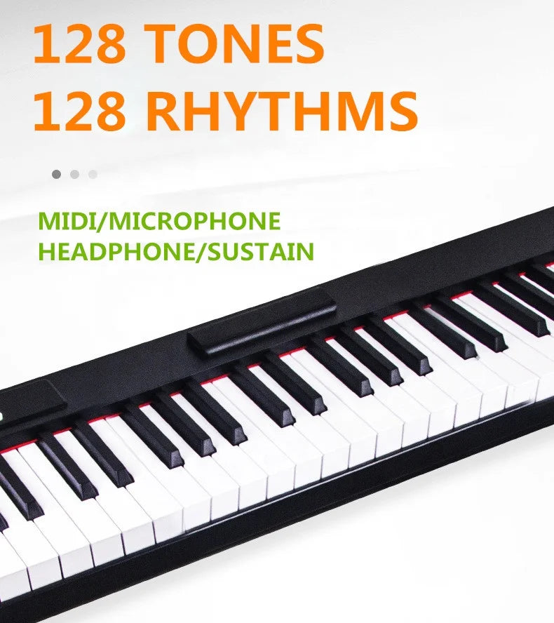 Costour HQB1-88 88-Key Portable Bluetooth Digital Piano | 128 Tones, Rechargeable, Aluminum Body, Phone Bracket
