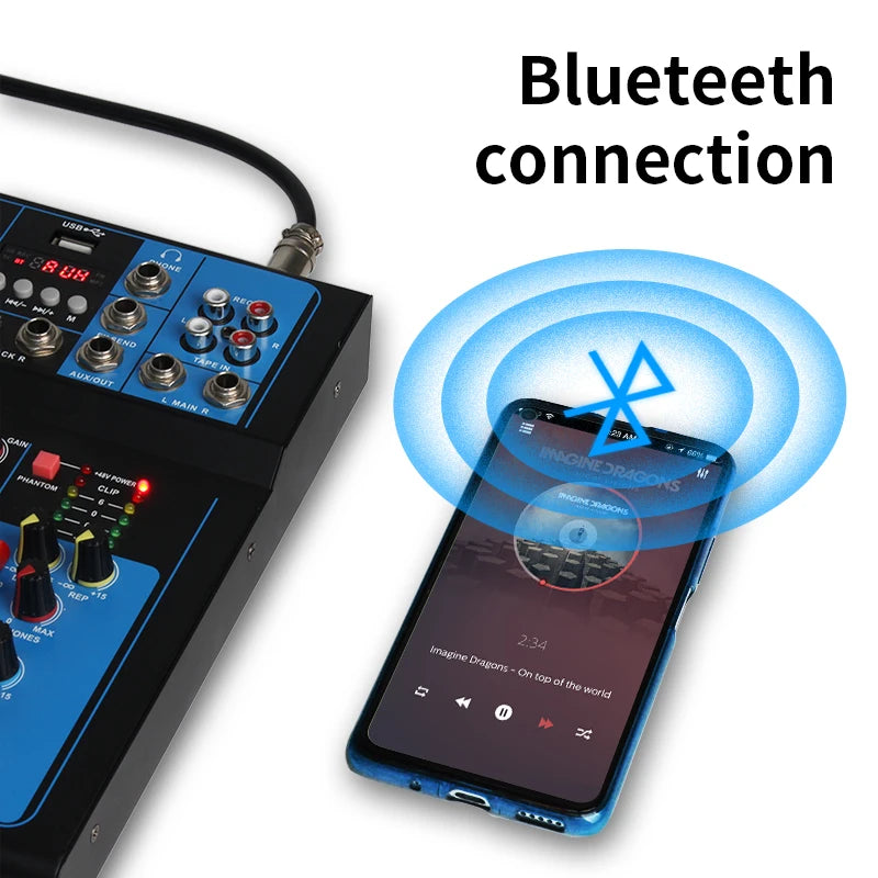 F07 Digital Professional Digital Mixing Power Effect Sound Mixer DJ Console USB Inter Audio Console Kit for Amplified Speakers