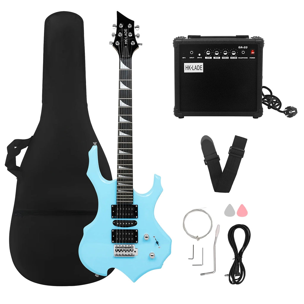 HK LADE SLADE Factory OEM ODM Wholesale Flame Personality 24 Pins Guitar Plucked Electric Guitar With Amplifier