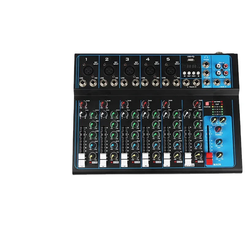 F07 Digital Professional Digital Mixing Power Effect Sound Mixer DJ Console USB Inter Audio Console Kit for Amplified Speakers