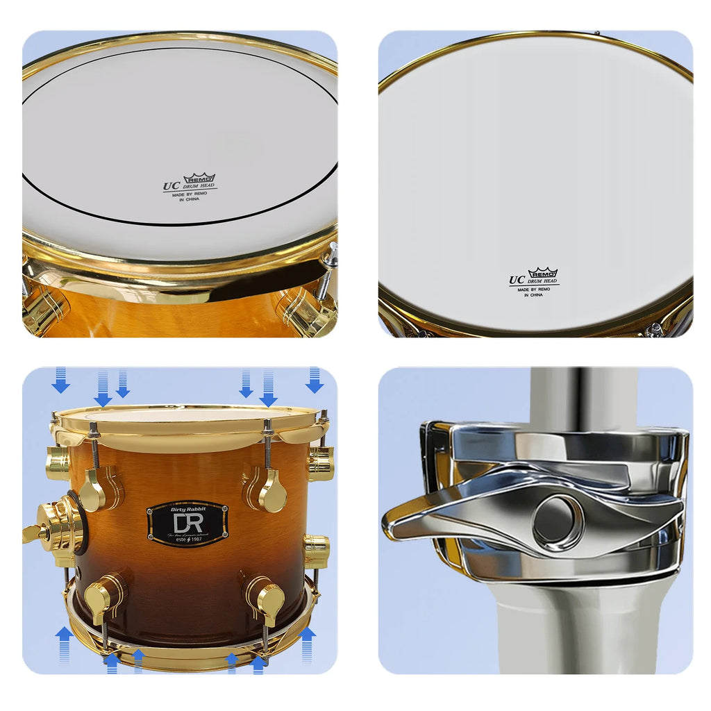Factory Direct Adult Maple Lacquer Finished Drum Kit Western Percussion Instruments with Cymbal High Quality Drums