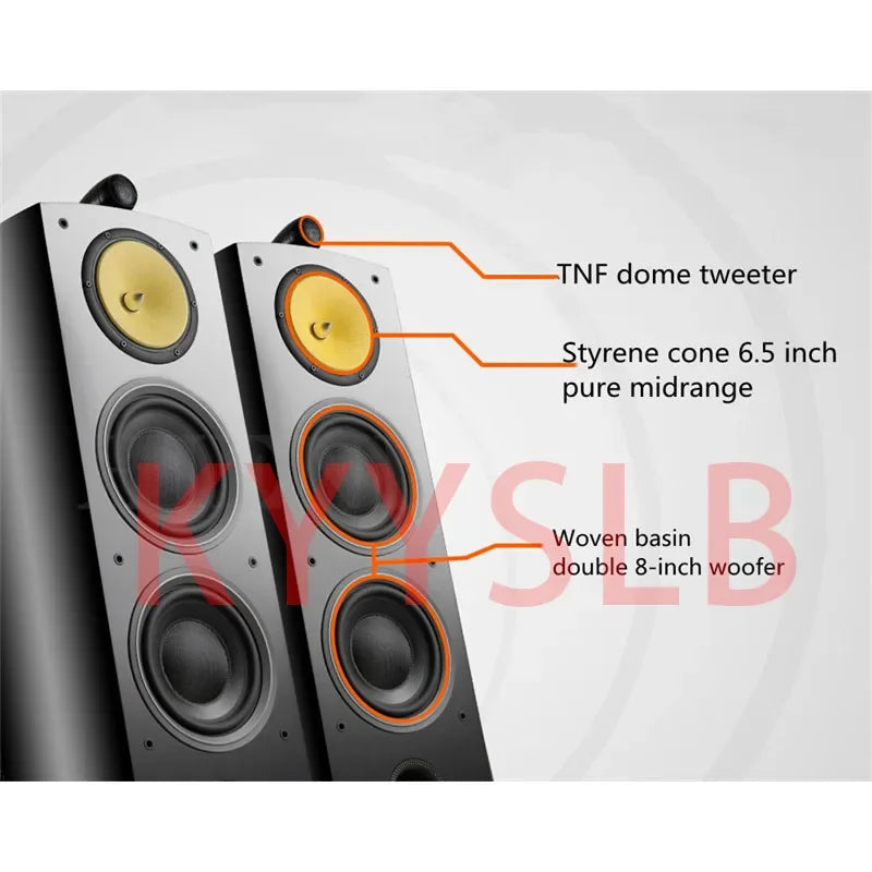 KYYSLB Double 8-inch HiFi Three-way Floor Wooden Home Theater Speaker High-end Passive Audio Speakers