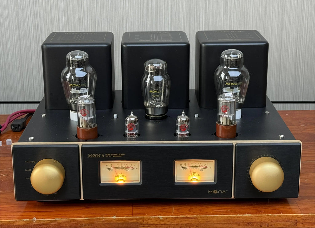MONA 300B Vintage Tube Amplifier — Class A Stereo HiFi Amp | 274B Rectifier, 6SN7 & ECC83, Retro VU Meter