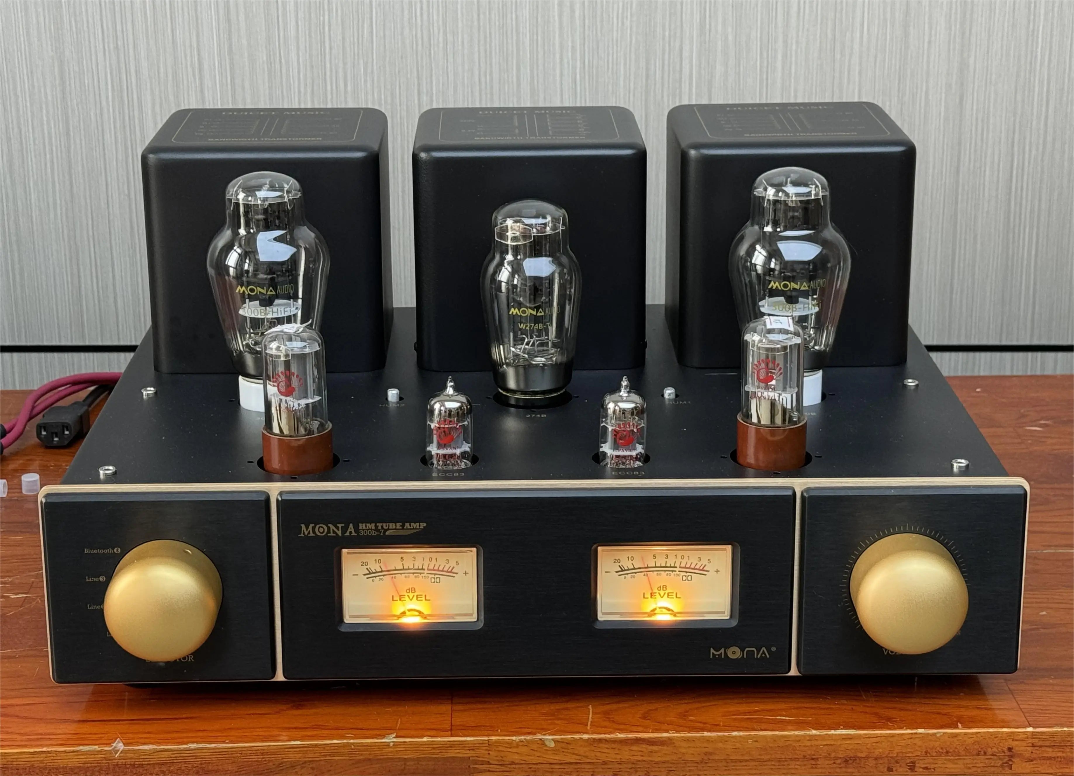 MONA 300B Vintage Tube Amplifier — Class A Stereo HiFi Amp | 274B Rectifier, 6SN7 & ECC83, Retro VU Meter