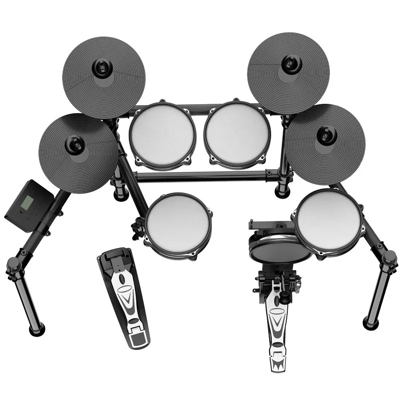 Professional Performance Mute Electronic Drums Portable Folding Percussion Instruments with Silicone Chamber and Drum Heads