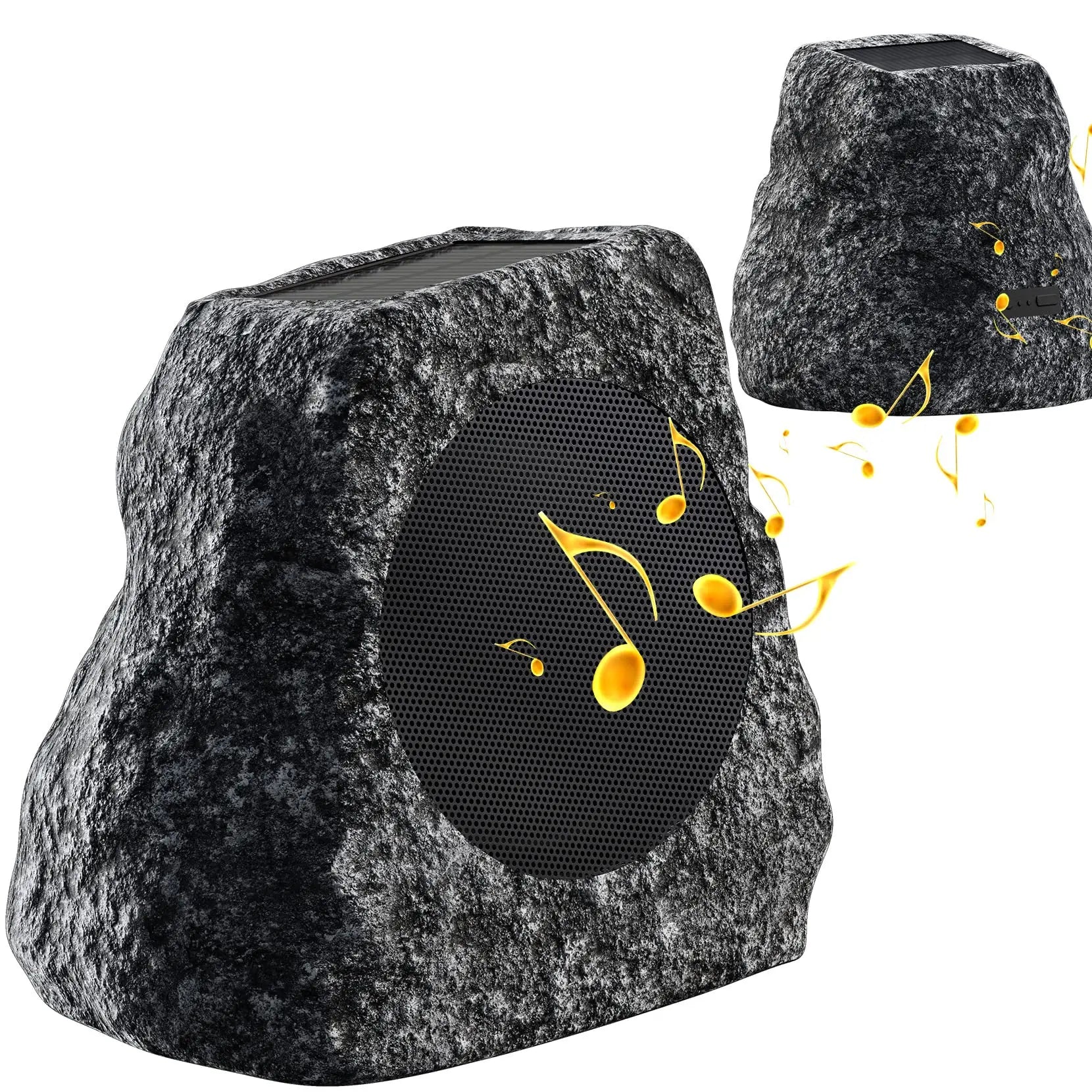 Outdoor Rock Blue Grey Speakers Wireless Patio Speaker Solar Powered Rechargeable Battery Perfect for Pool Patio Deck Garden