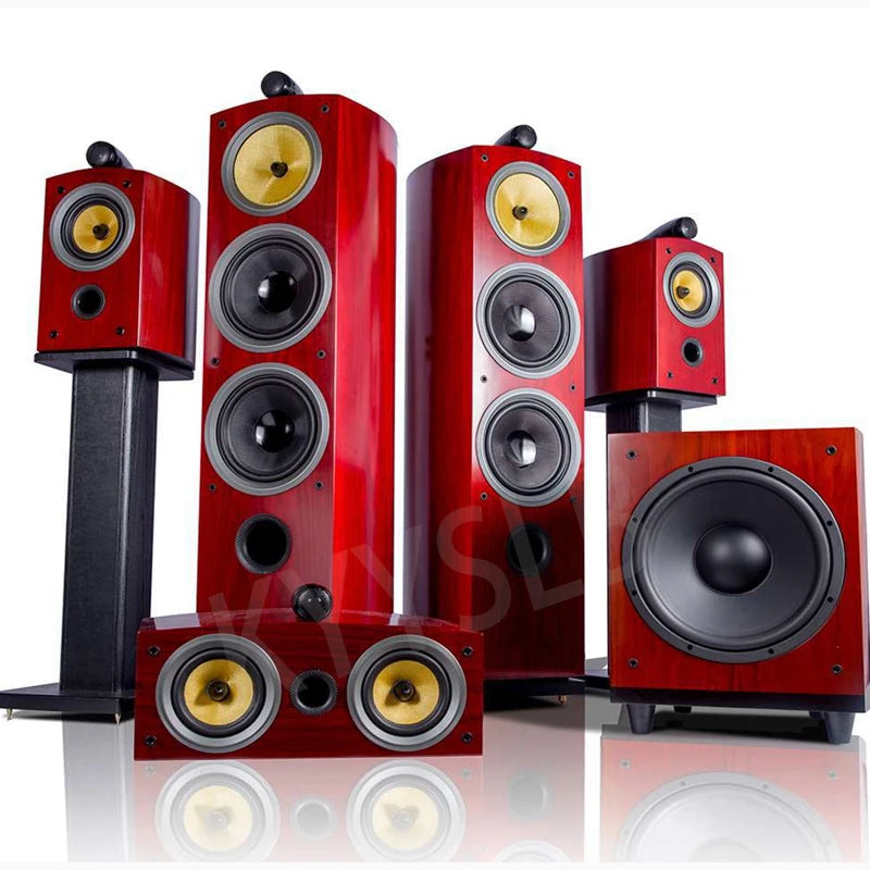 KYYSLB Double 8-inch HiFi Three-way Floor Wooden Home Theater Speaker High-end Passive Audio Speakers
