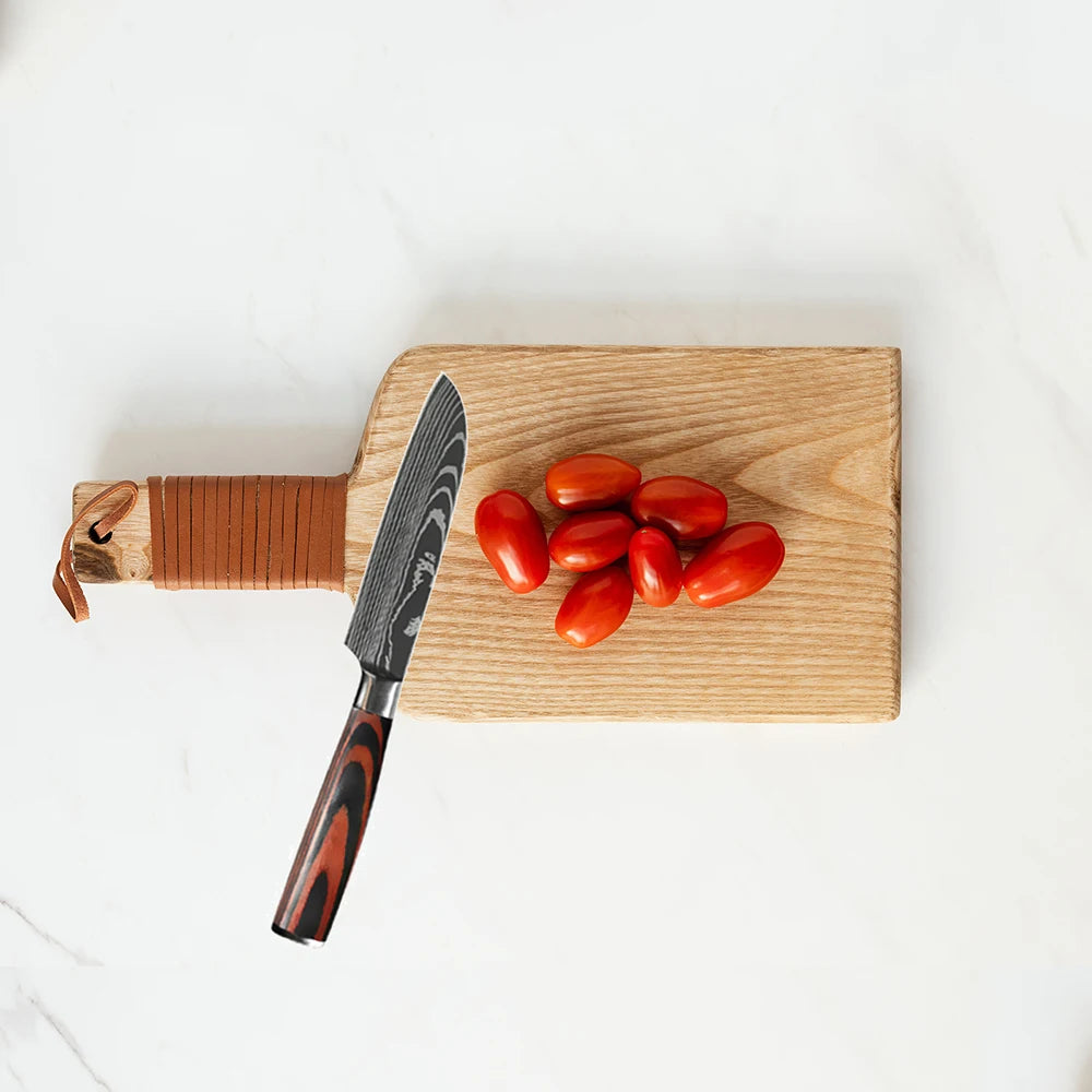 Chef knife 1-10 Pcs Set Kitchen Knives Laser Damascus Pattern Sharp Japanese Santoku Knife Cleaver Slicing Utility Knife