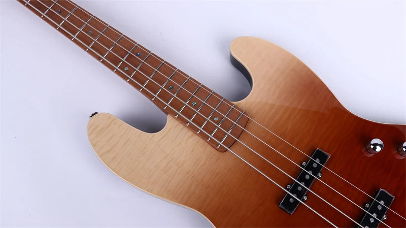 PB-770 Flamed Maple Coloful 4 String High Quality  Electric Bass Guitar, Active Pickup Bass