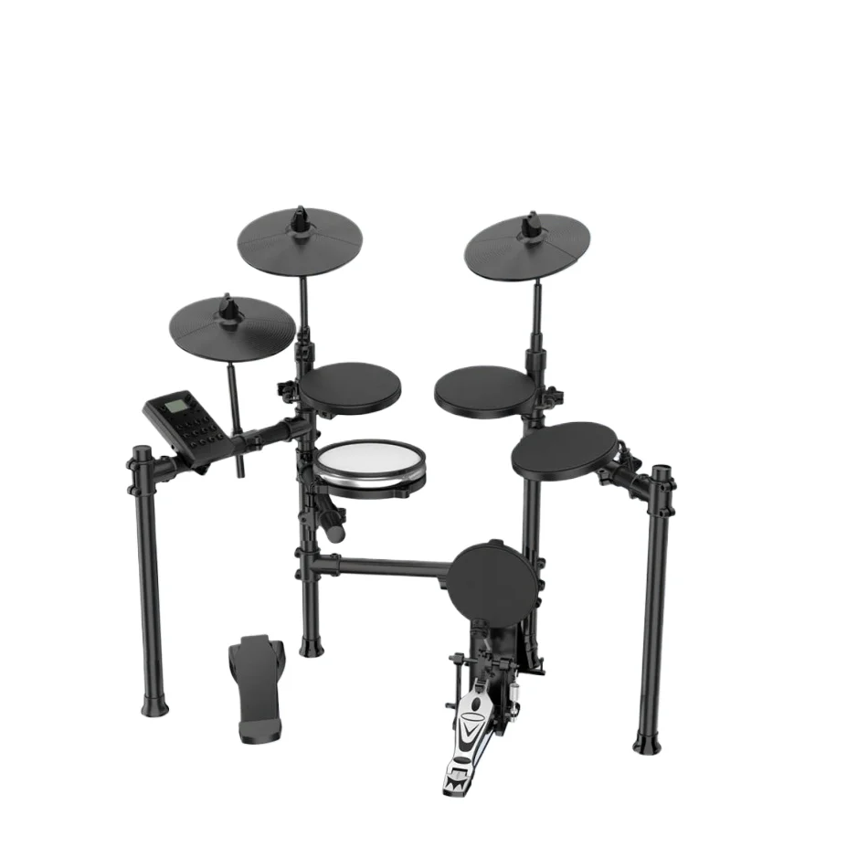 Professional Performance Mute Electronic Drums Portable Folding Percussion Instruments with Silicone Chamber and Drum Heads