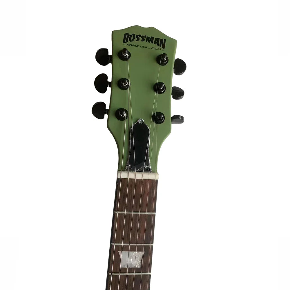 Eastern Music Hardluck Kings BOSSMAN IRISH MOSS Limited Edition Satin Matte Olive Green Les Paul Style Electric Guitar With Case