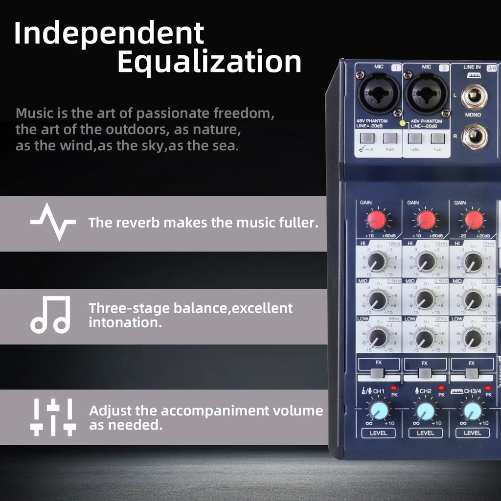 Depusheng DE8 Professional DJ Sound Controller with 16 Bit DSP Sound Card 8 Channel Mixer Audio for PC Recording