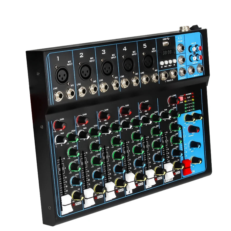 F07 Digital Professional Digital Mixing Power Effect Sound Mixer DJ Console USB Inter Audio Console Kit for Amplified Speakers