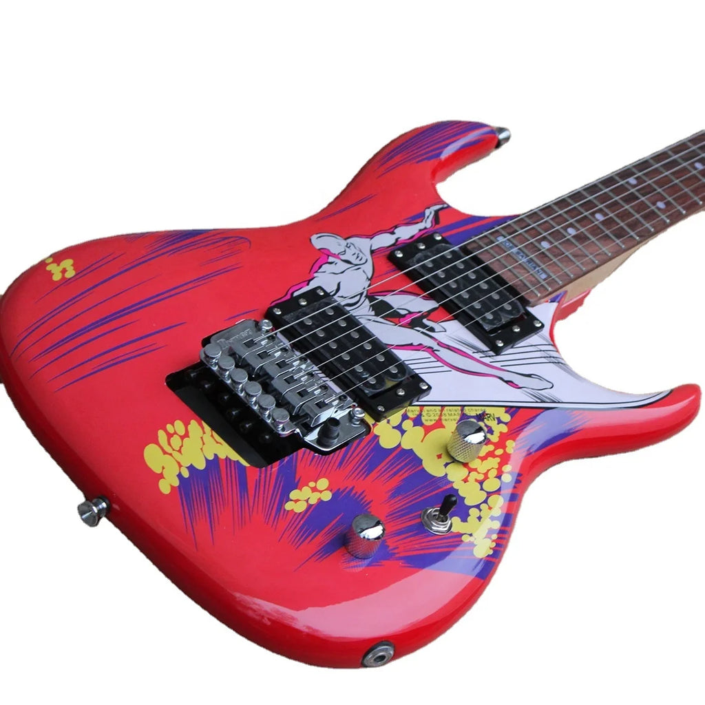Flyoung Stringed Instrument Red Electric Guitar Floyd Rose Bridge Custom Made