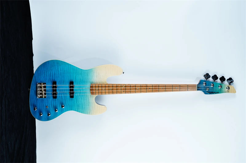PB-770 Flamed Maple Coloful 4 String High Quality  Electric Bass Guitar, Active Pickup Bass