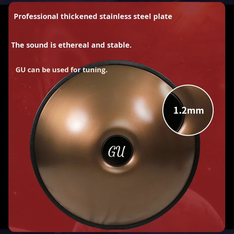 Professional Grade 18-Inch Handpan Drum with 9 Tones & 440Hz Beginner's Healing Percussion Instrument with g Key