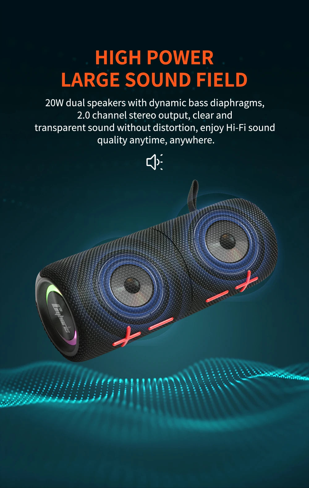 Dual Magnetic BT5.3 Speaker, IPX6 Waterproof Portable Wireless Speakers 24H Playtime Multiple Pairing for Home,Outdoor or Travel