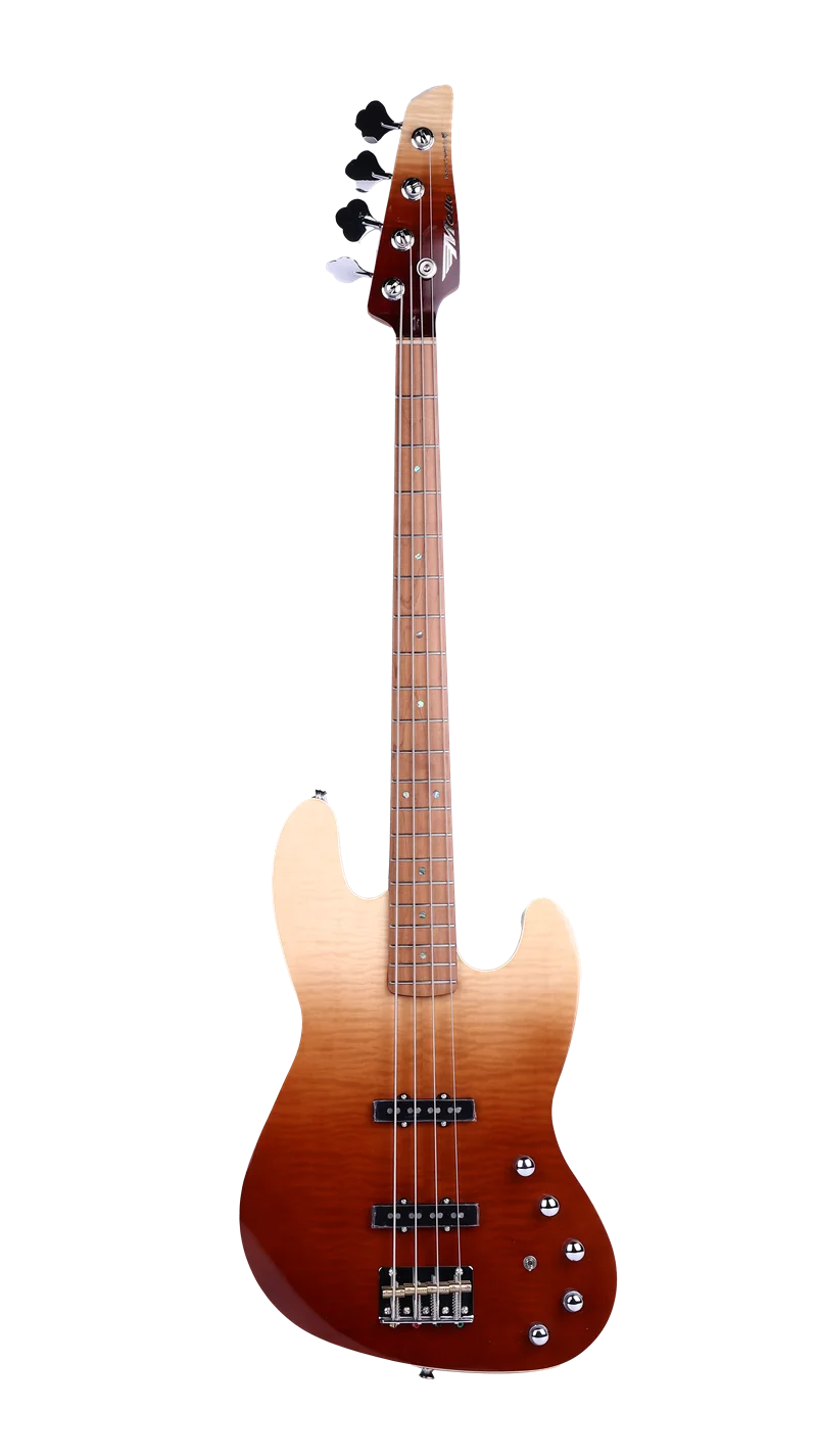PB-770 Flamed Maple Coloful 4 String High Quality  Electric Bass Guitar, Active Pickup Bass