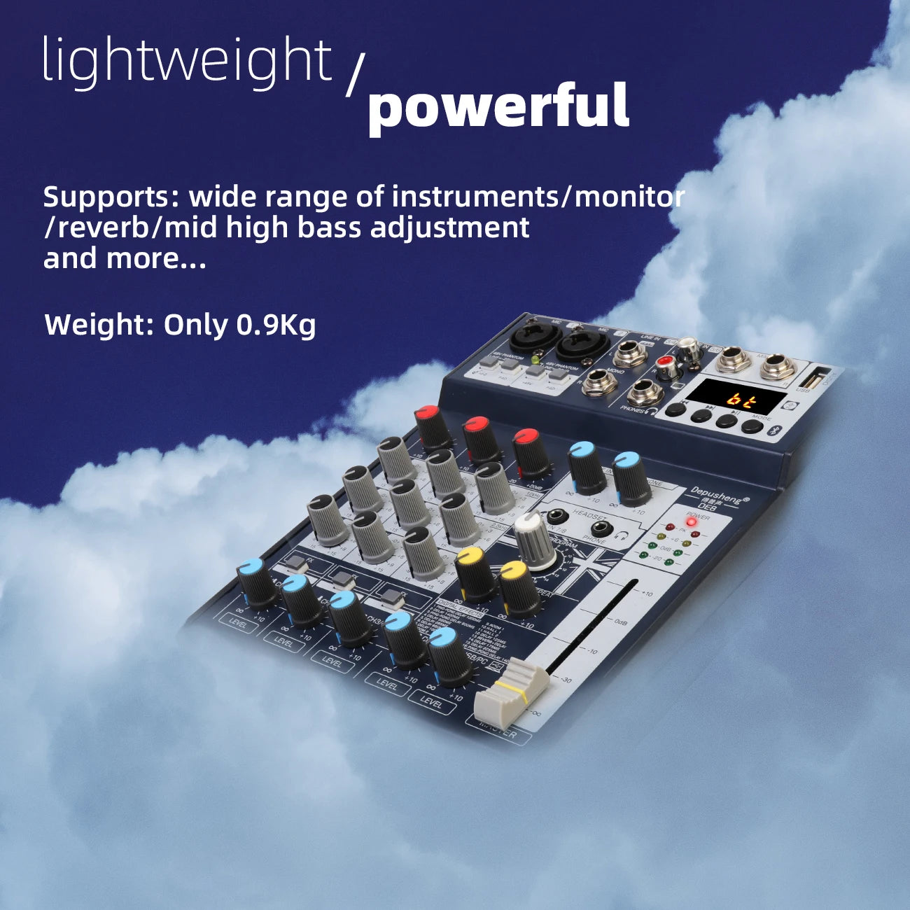 Depusheng DE8 Professional DJ Sound Controller with 16 Bit DSP Sound Card 8 Channel Mixer Audio for PC Recording