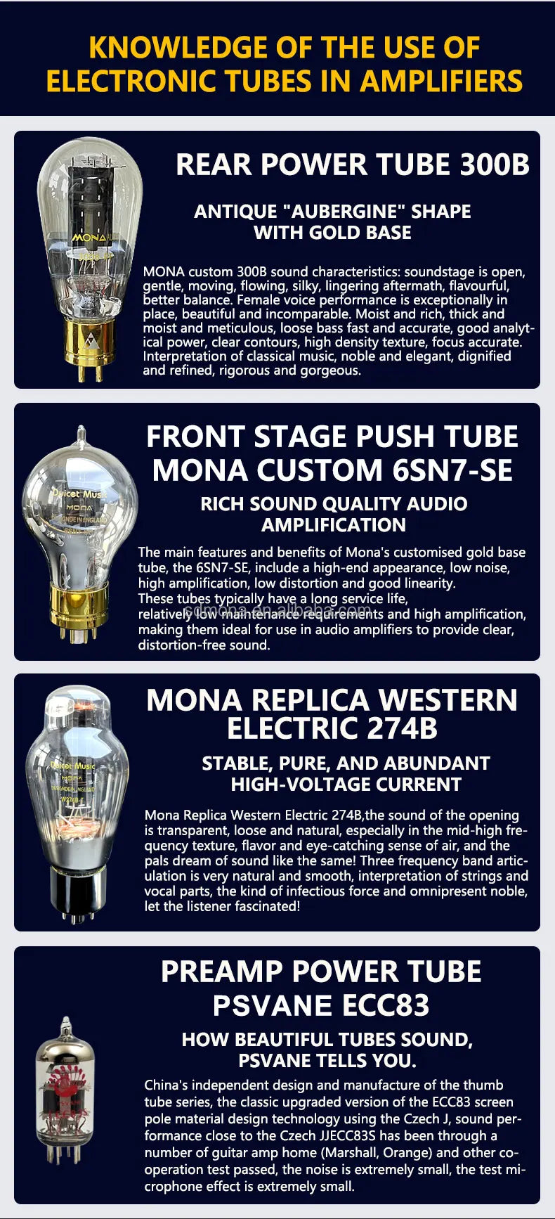 MONA 300B Vintage Tube Amplifier — Class A Stereo HiFi Amp | 274B Rectifier, 6SN7 & ECC83, Retro VU Meter
