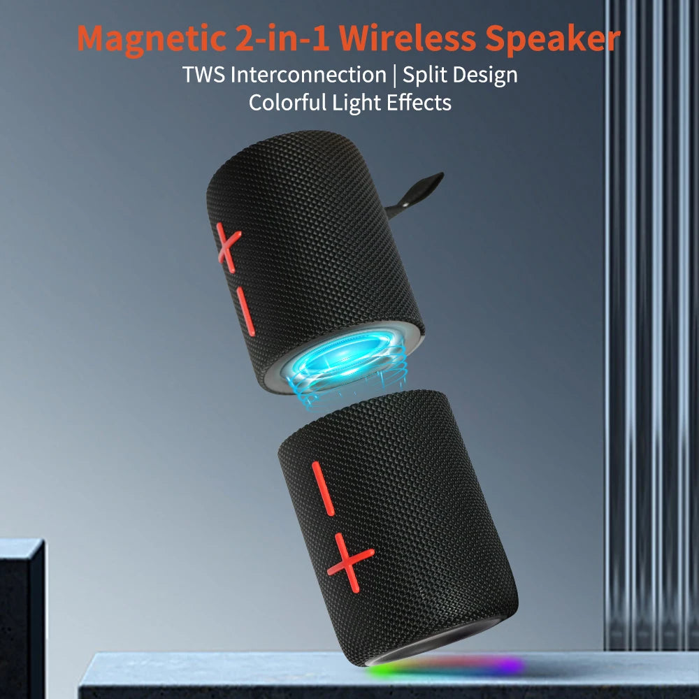 Dual Magnetic BT5.3 Speaker, IPX6 Waterproof Portable Wireless Speakers 24H Playtime Multiple Pairing for Home,Outdoor or Travel