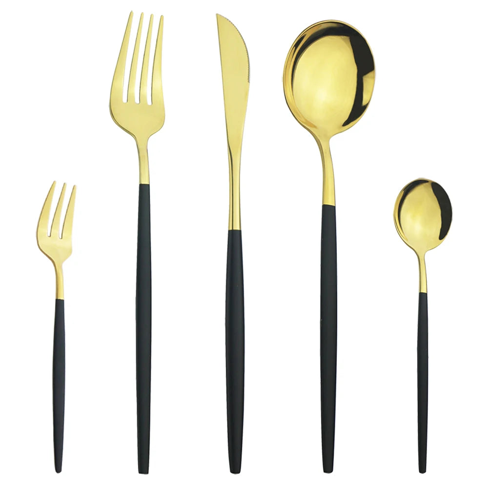 Silverware Mint Green Silver 5pcs/set Dinnerware Cutlery Knife Cake Fork Coffee Tea Spoon Stainless Steel Flatware Tableware Set