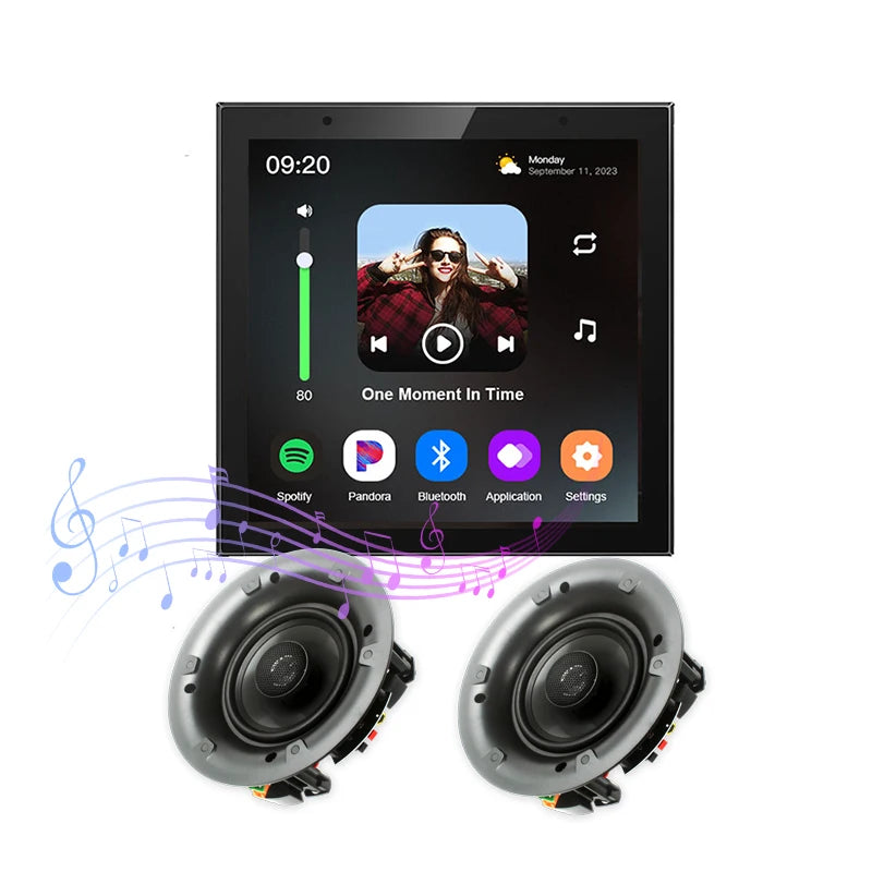 Hxuyun 86N-2 4" Android 11 Wall Mount Smart Music Host | WiFi, Bluetooth 5.0, Ceiling Speaker Amplifier
