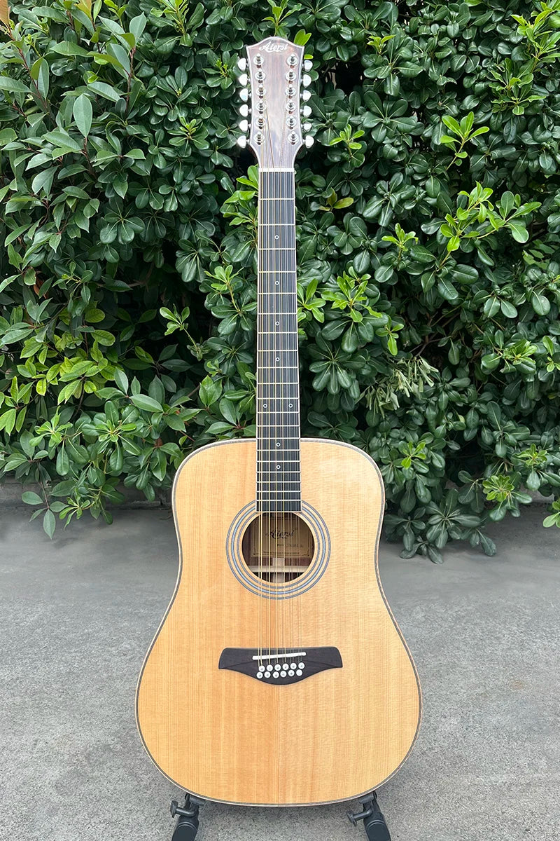 Aiersi Brand Handmade Gloss Finish High Grade Solid Top 12 String Electric Acoustic Guitars with Pickup