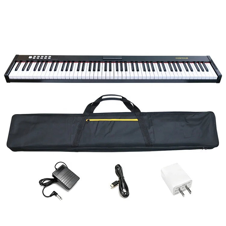 Costour HQB1-88 88-Key Touch-Sensitive Electronic Keyboard | Bluetooth, 128 Tones, Dual Speakers, MIDI, USB