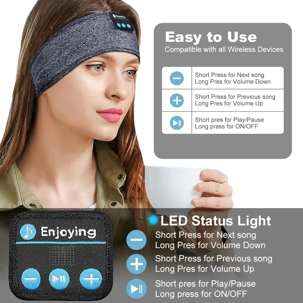 V5.4 Sleep Headphones Headband,Soft Sleeping Wireless Music Sport Earphones with Ultra-Thin Stereo Speakers, Long Play Time